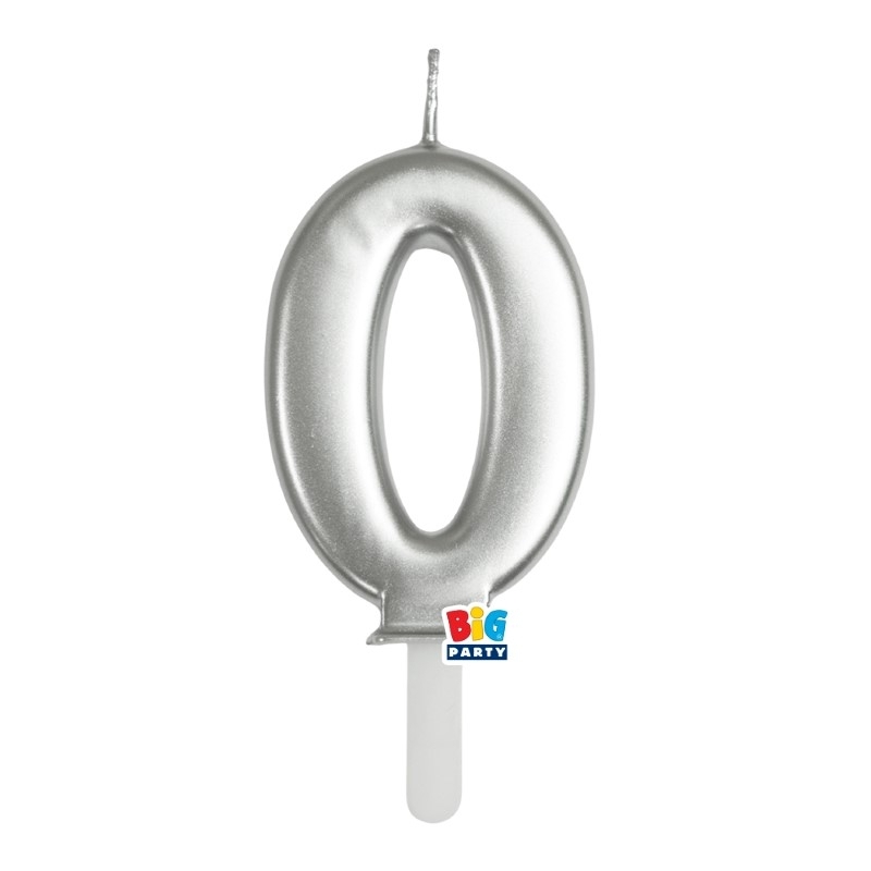 Candelina Tiny Plump Argento Metal 7 cm Numero 0
