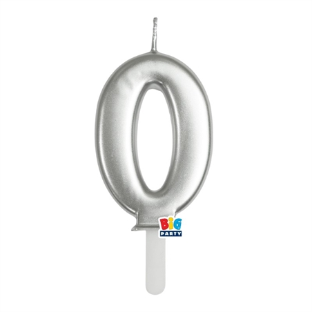 Candelina Tiny Plump Argento Metal 7 cm Numero 0