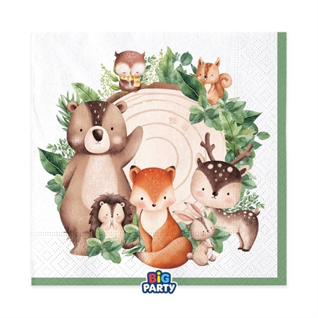 16 Tovaglioli 33 x 33 cm Wood Animals