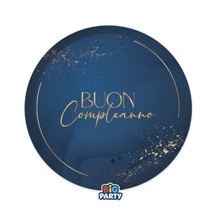 6 Piatti Ø 18 cm Buon Compleanno Blue Navy