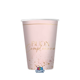 6 Bicchieri 250 cc Buon Compleanno Blush Rose