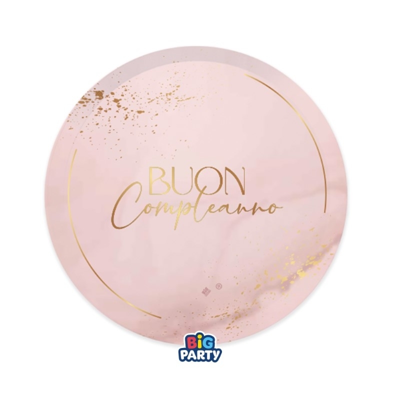 6 Piatti Ø 18 cm Buon Compleanno Blush Rose