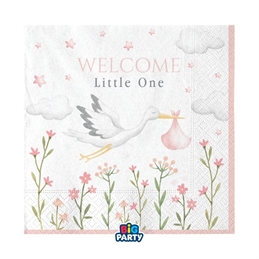16 Tovaglioli 33 x 33 cm Welcome Little One Pink