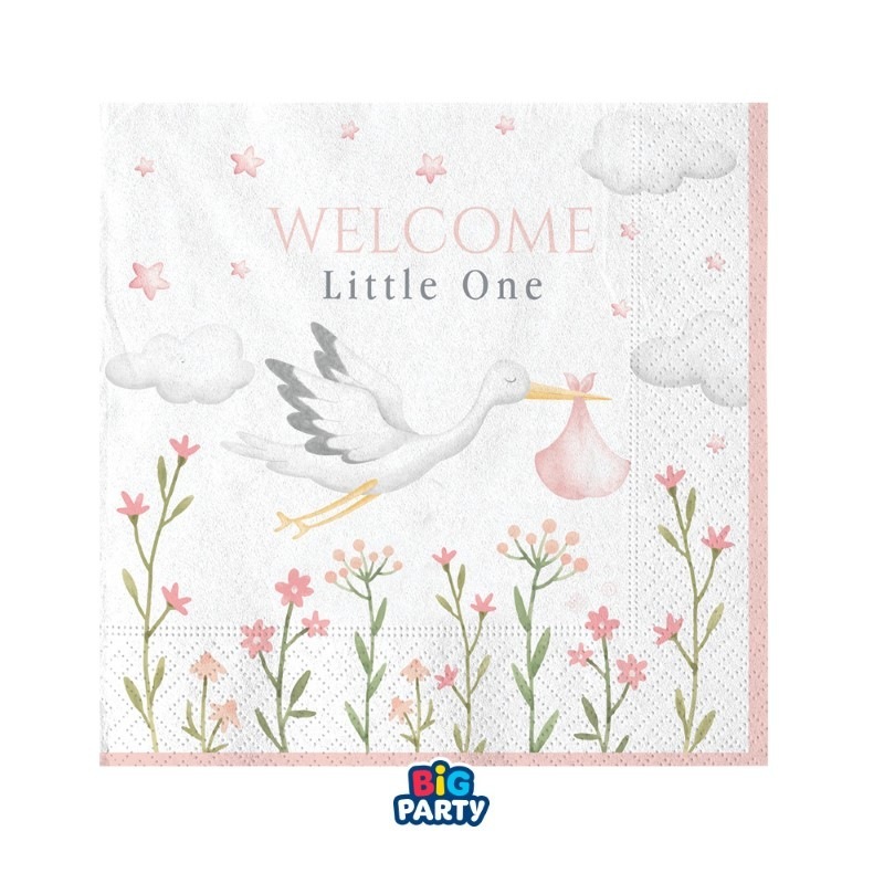16 Tovaglioli 25 x 25 cm Welcome Little One Pink 16 Tovaglioli 25 x 25 cm Welcome Little One Pink