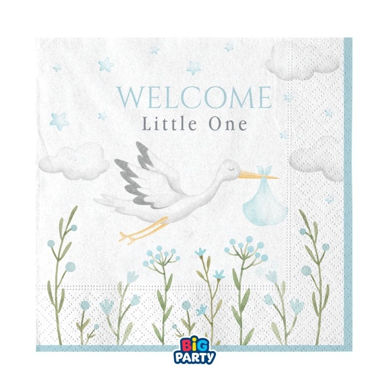 16 Tovaglioli 33 x 33 cm Welcome Little One Blue 16 Tovaglioli 33 x 33 cm Welcome Little One Blue