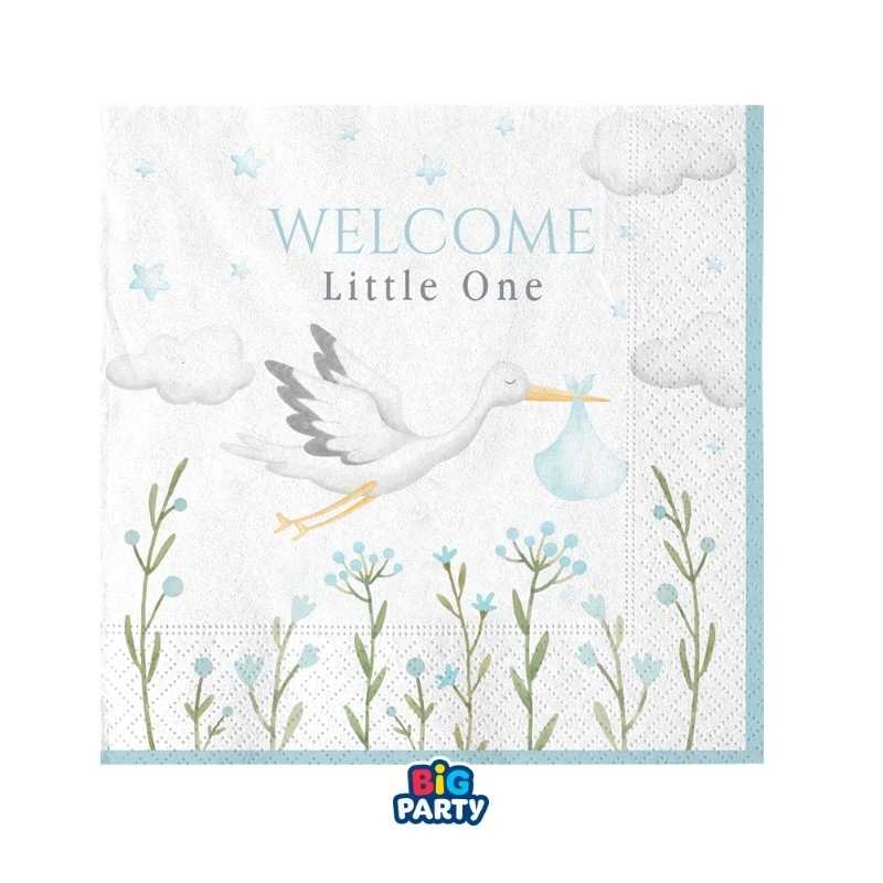 16 Tovaglioli 25 x 25 cm Welcome Little One Blue