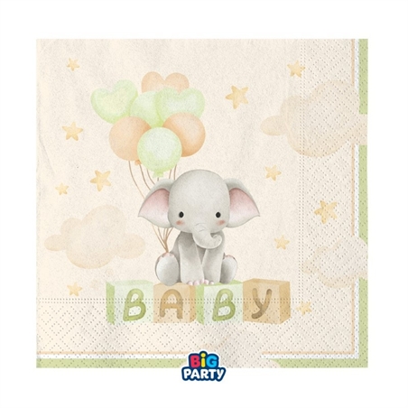 16 Tovaglioli 33 x 33 cm Baby Elephant