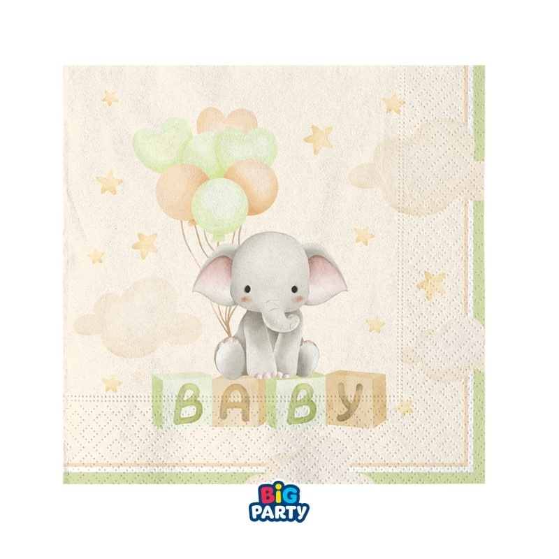 16 Tovaglioli 25 x 25 cm Baby Elephant 16 Tovaglioli 25 x 25 cm Baby Elephant
