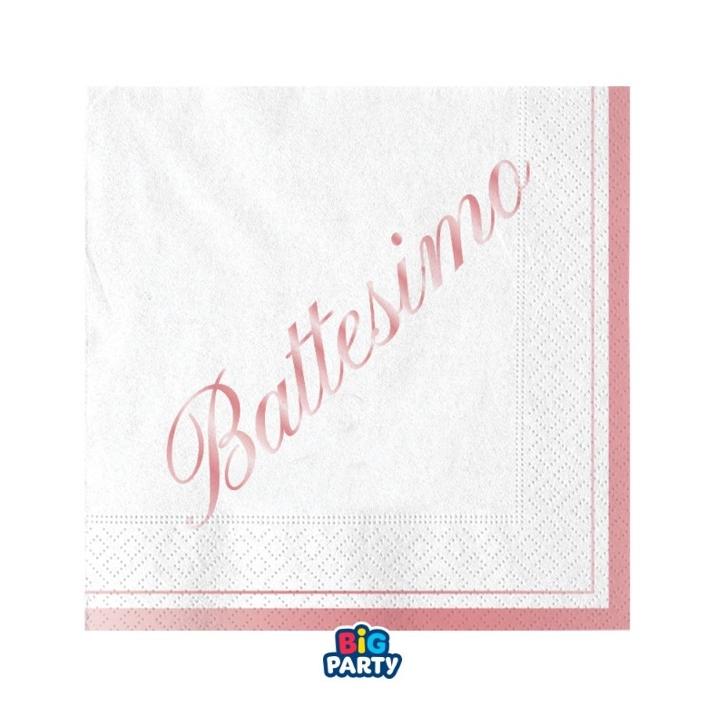 16 Tovaglioli Italic 25 x 25 cm Battesimo Rosa
