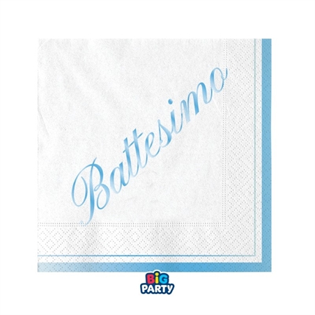 16 Tovaglioli Italic 25 x 25 cm Battesimo Celeste