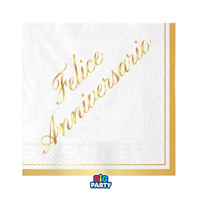 16 Tovaglioli Italic 25 x 25 cm Felice Anniversario