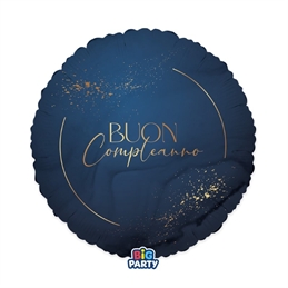 Foil Tondo 18" Buon Compleanno Blue Navy