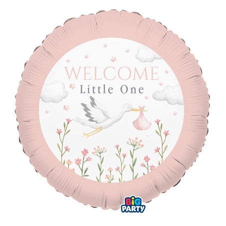 Palloncino Foil Tondo 18" Welcome Little One Pink