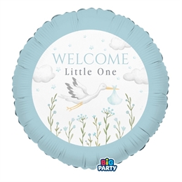 Palloncino Foil Tondo 18" Welcome Little One Blue