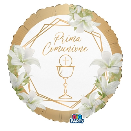 Palloncino Foil Tondo 18" Comunione Geometric