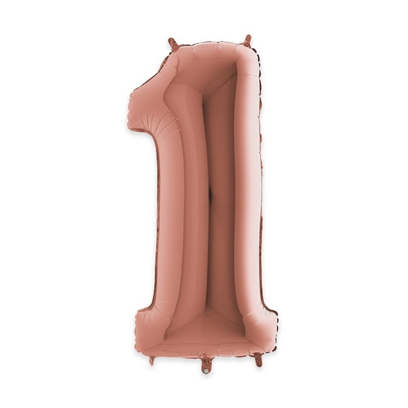 Palloncino Mylar Numero 1 cm. 102 (40") Rosa Gold