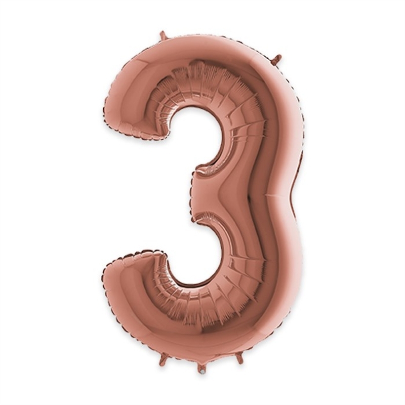 Palloncino Mylar Numero 3 cm. 102 (40") Rosa Gold