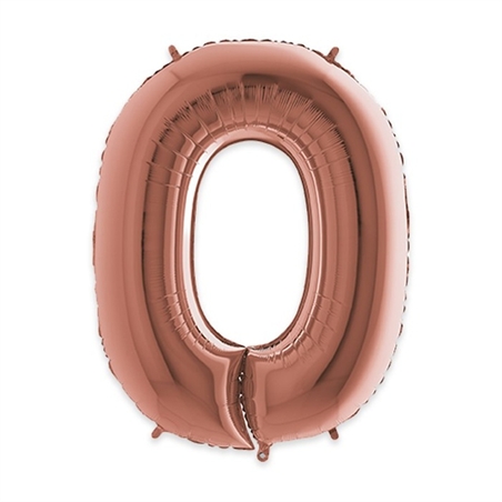 Palloncino Mylar Numero 0 cm. 102 (40") Rosa Gold