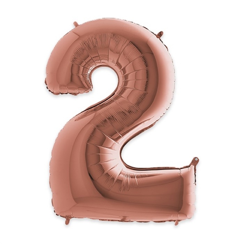 Palloncino Mylar Numero 2 cm. 102 (40") Rosa Gold