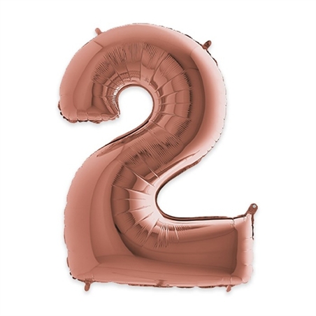 Palloncino Mylar Numero 2 cm. 102 (40") Rosa Gold