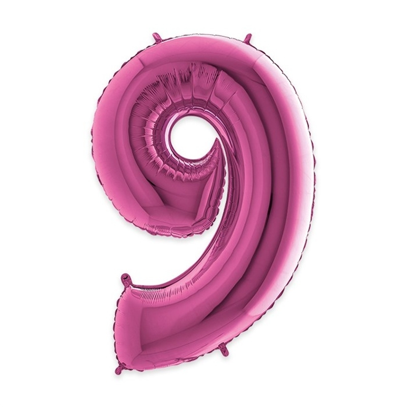 Palloncino Mylar Numero 9 cm. 102 (40") Fuxia