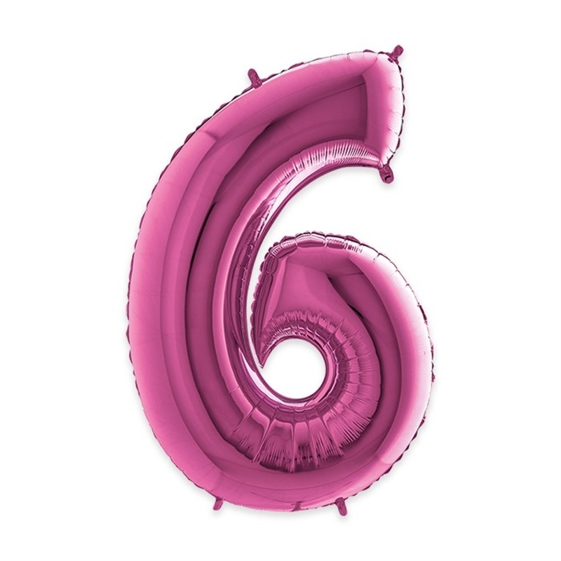 Palloncino Mylar Numero 6 cm. 102 (40") Fuxia