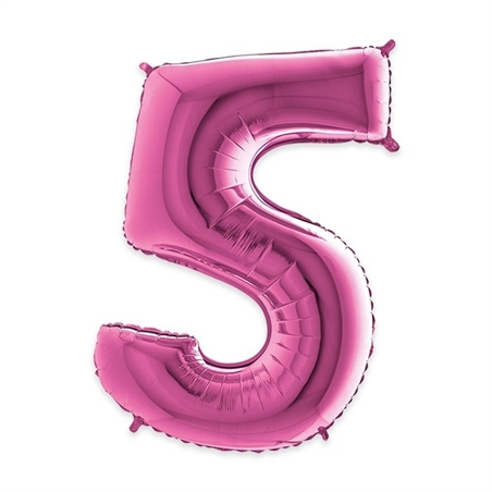 Palloncino Mylar Numero 5 cm. 102 (40") Fuxia