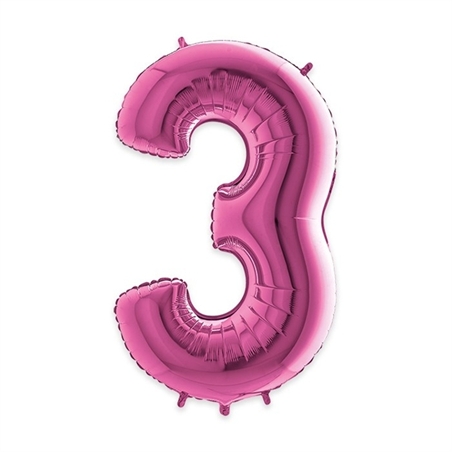 Palloncino Mylar Numero 3 cm. 102 (40") Fuxia