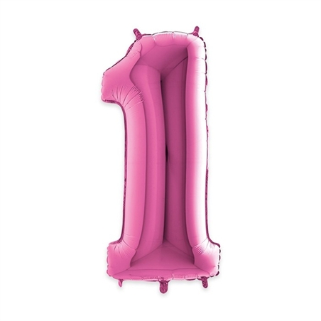Palloncino Mylar Numero 1 cm. 102 (40") Fuxia