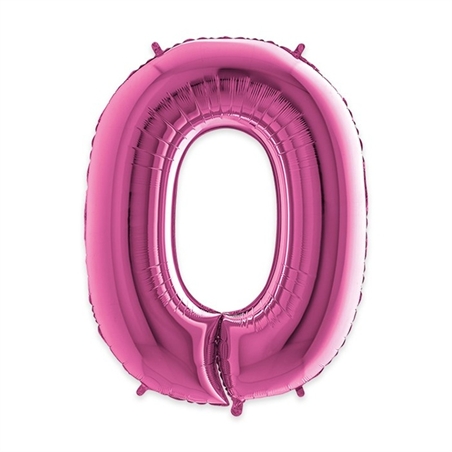 Palloncino Mylar Numero 0 cm. 102 (40") Fuxia