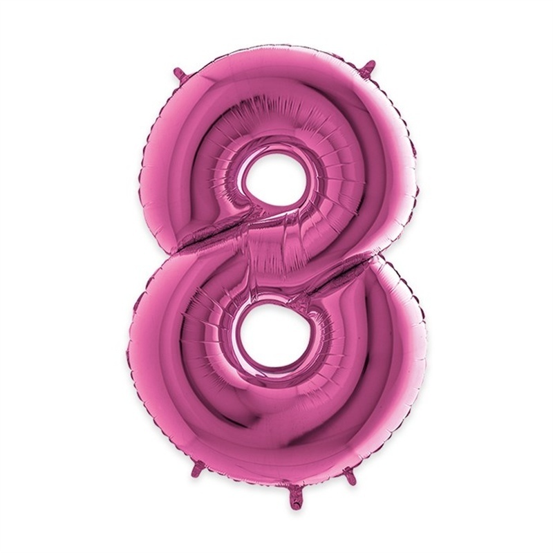 Palloncino Mylar Numero 8 cm. 102 (40") Fuxia