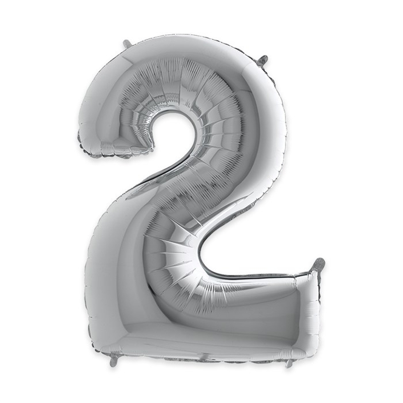 Palloncino Mylar Numero 2 cm. 102 (40") Argento
