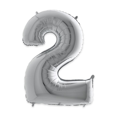 Palloncino Mylar Numero 2 cm. 102 (40") Argento