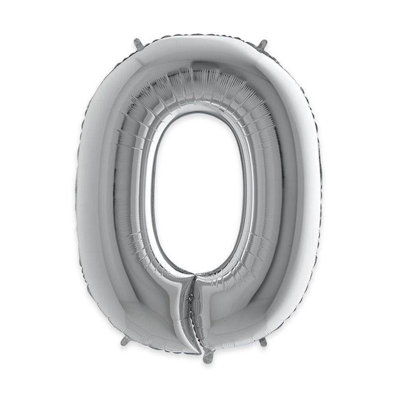 Palloncino Mylar Numero 0 cm. 102 (40") Argento