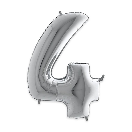 Palloncino Mylar Numero 4 cm. 102 (40") Argento