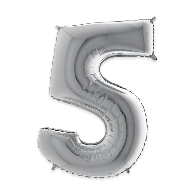 Palloncino Mylar Numero 5 cm. 102 (40") Argento