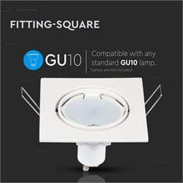 Portafaretto LED da Incasso Quadrato GU10 e GU5.3 (MR16) Colore Bianco Orientabile