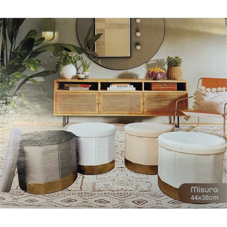 Pouf Rotondo In Ecopelle Misura 44 x 38