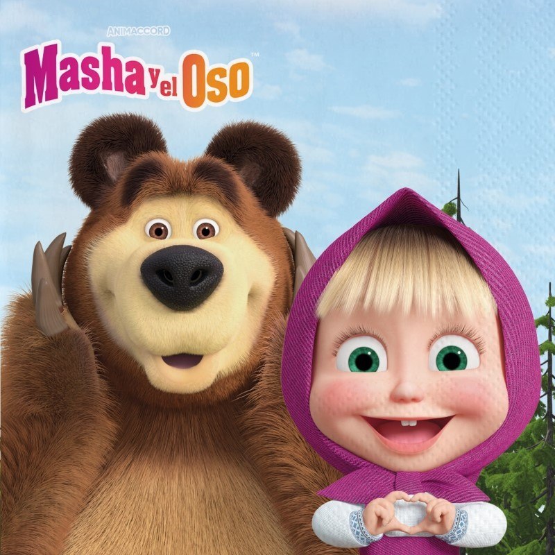 20 Tovaglioli 33 x 33 cm Masha & Orso 20 Tovaglioli 33 x 33 cm Masha & Orso