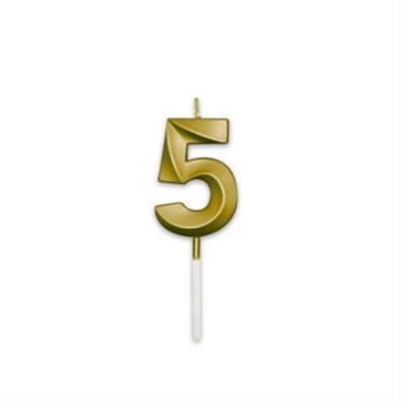 Candelina Prestige Oro Metal 9 cm numero 5