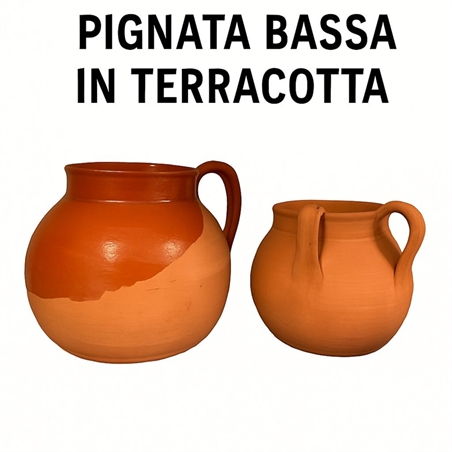 Pignata Bassa In Terracotta Con Manico Ideale per Cottura Fagioli legumi 