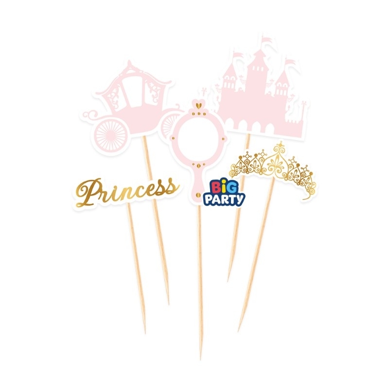 5 Mini Cake Topper Sagomati in carta Princess