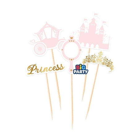5 Mini Cake Topper Sagomati in carta Princess