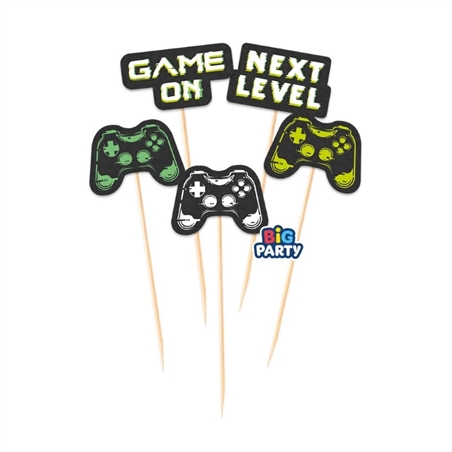 5 Mini Cake Topper Sagomati in carta Videogame