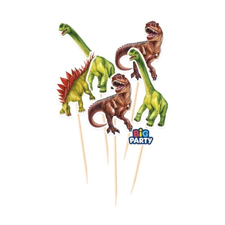5 Mini Cake Topper Sagomati in carta Dinosaurs