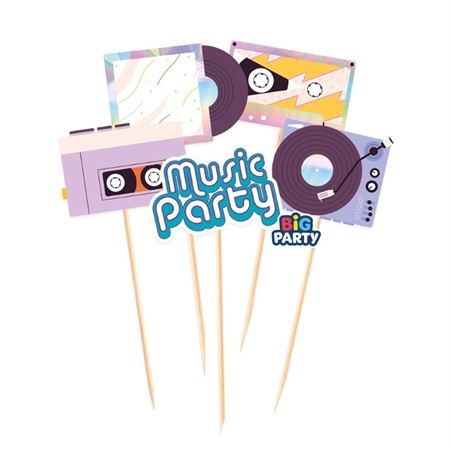 5 Mini Cake Topper Sagomati in carta Music Party