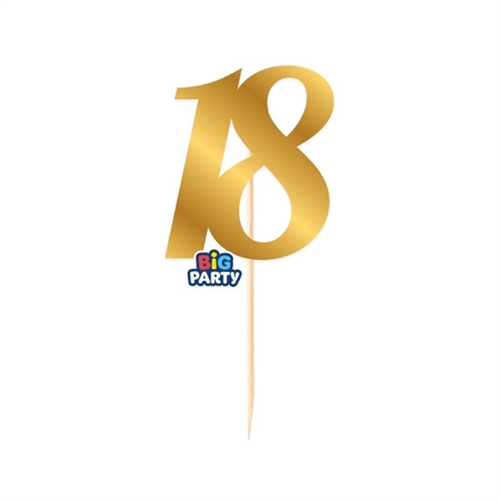 Mini Cake Topper in carta Oro Metal Numero 18
