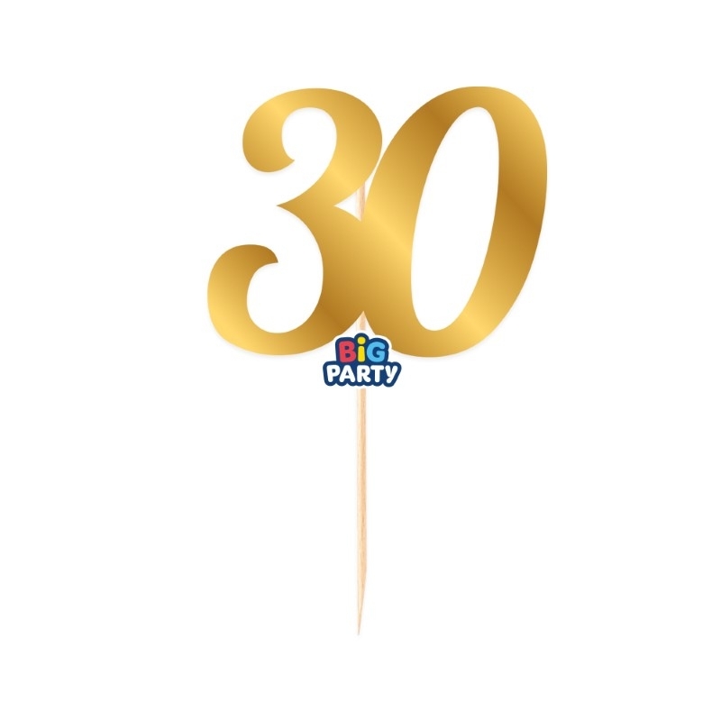 Mini Cake Topper in carta Oro Metal Numero 30