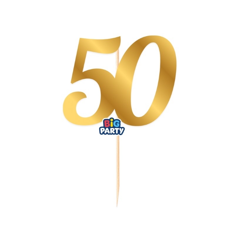 Mini Cake Topper in carta Oro Metal Numero 50