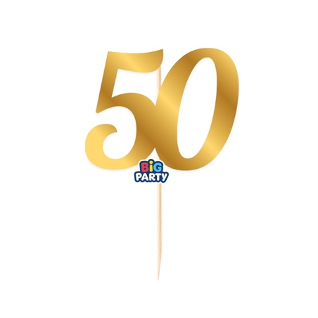 Mini Cake Topper in carta Oro Metal Numero 50